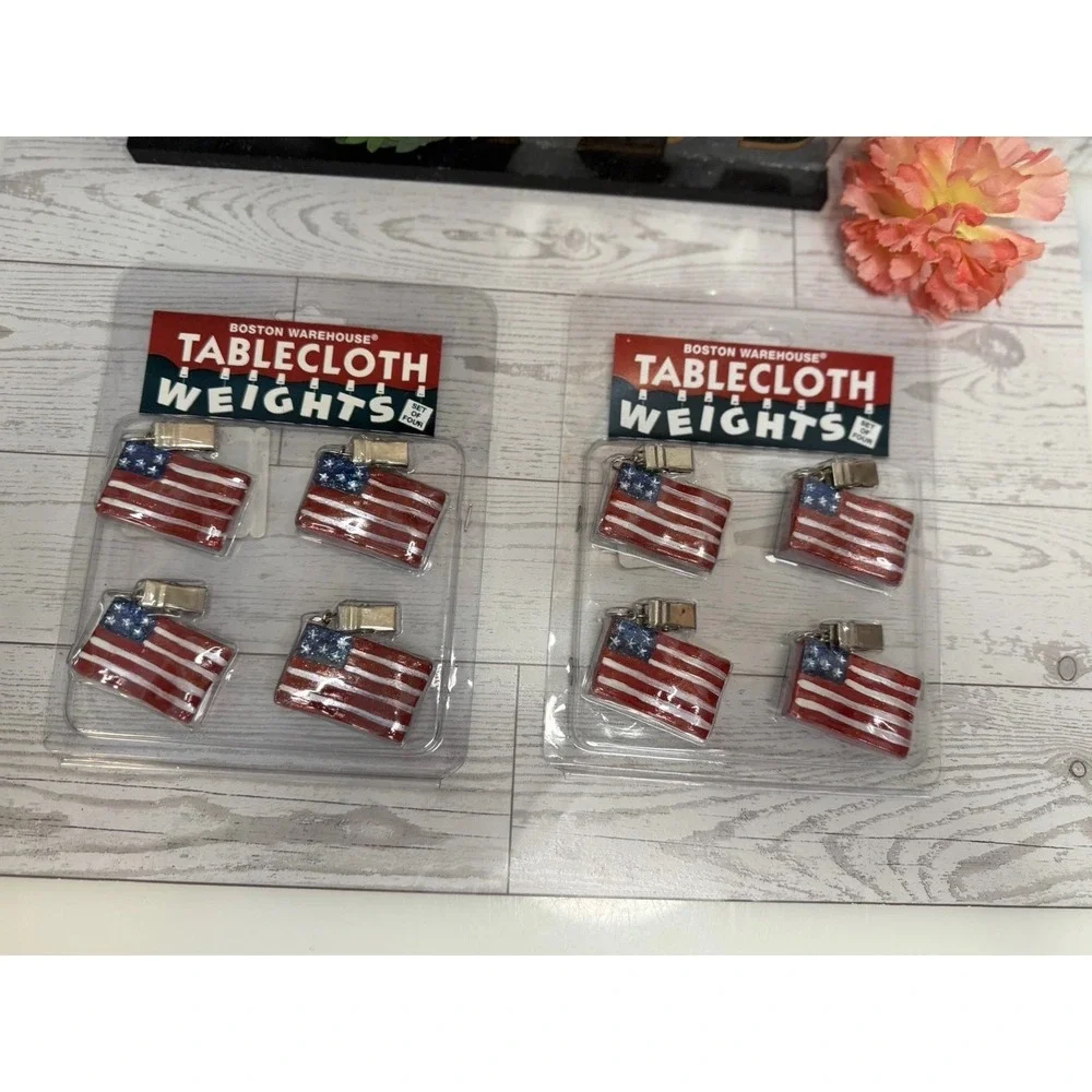 2001‎ Lot 2 Boston Warehouse Tablecloth Weights American Flag Patriotic July 4TH